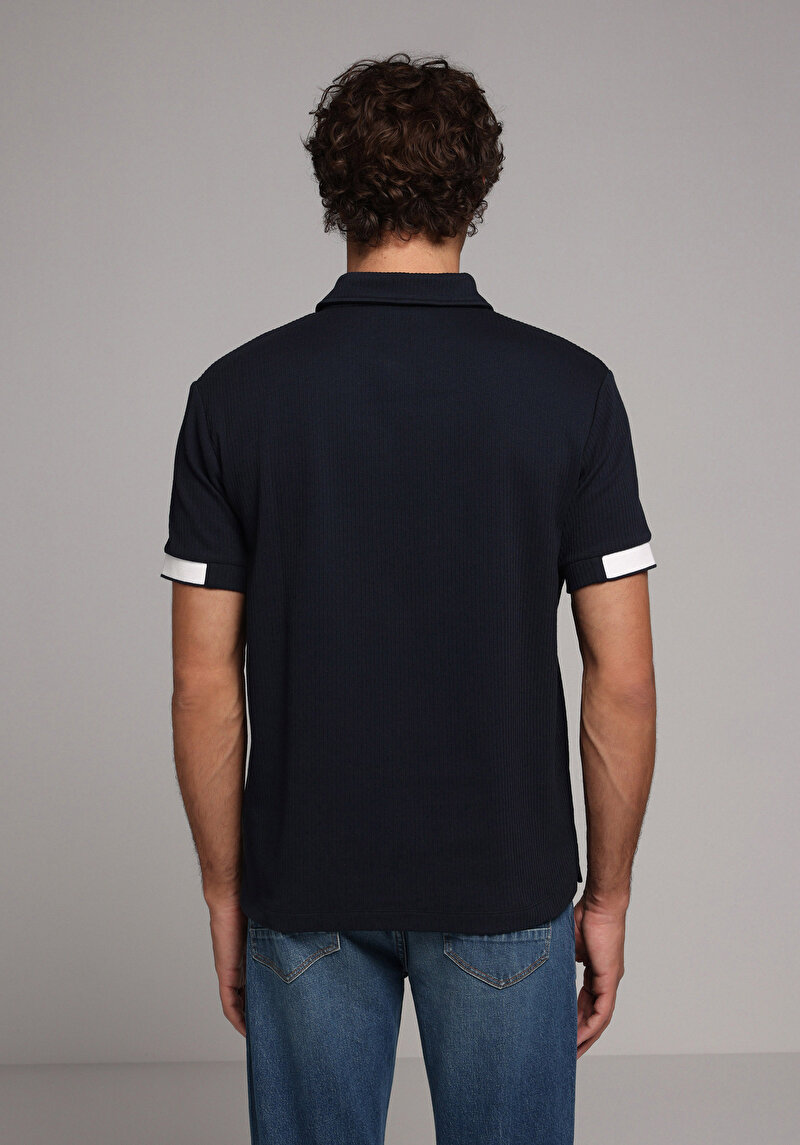 Imagine a Tricou Polo Cu Maneca Scurta De Barbati Albastru Marin Regular Fit Cl1079903