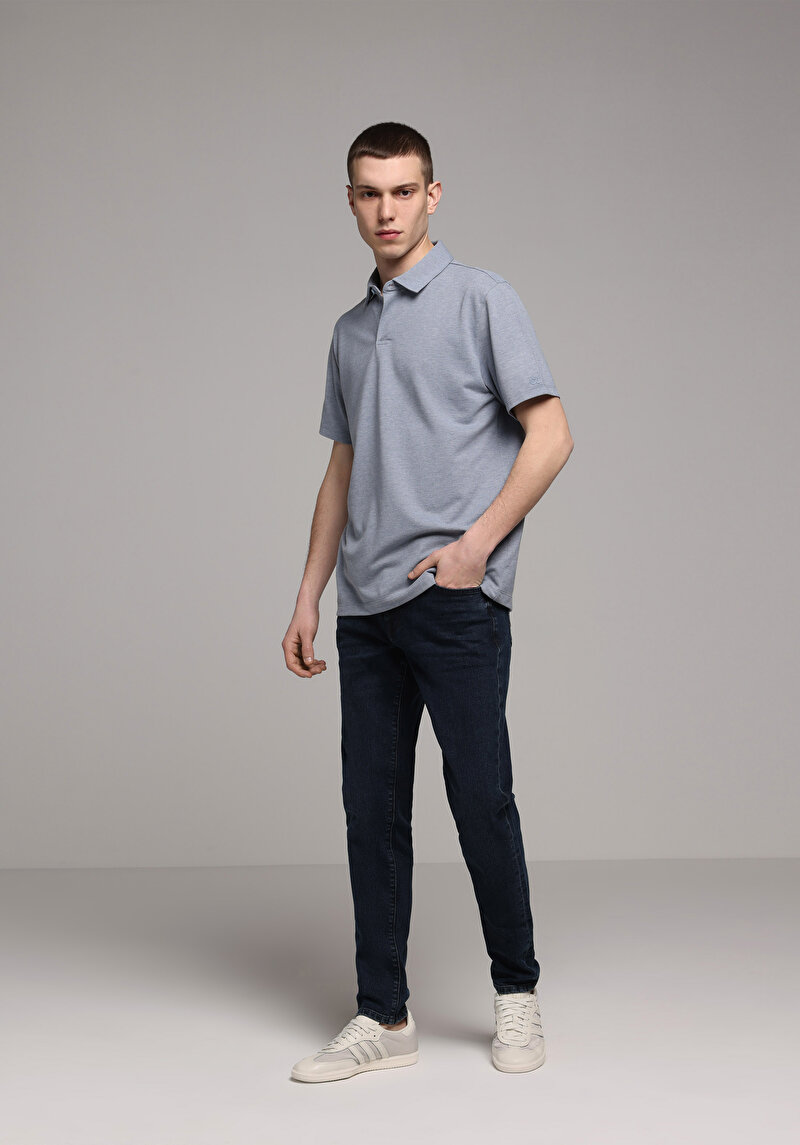 Imagine a Tricou Polo Cu Maneca Scurta De Barbati Albastru Regular Fit Cl1080020