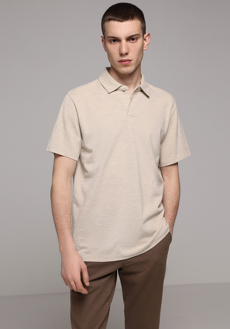 Imagine a Tricou Polo Cu Maneca Scurta De Barbati Piatră Regular Fit Cl1080020