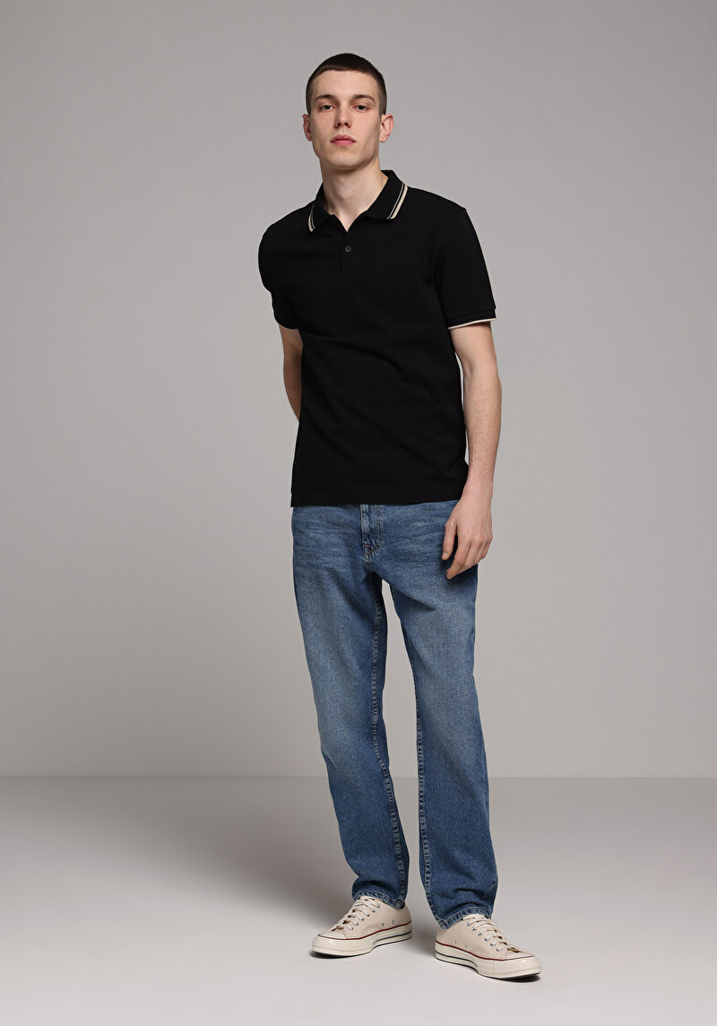 Imagine a Tricou Polo Cu Maneca Scurta De Barbati Negru Regular Fit Cl1080027