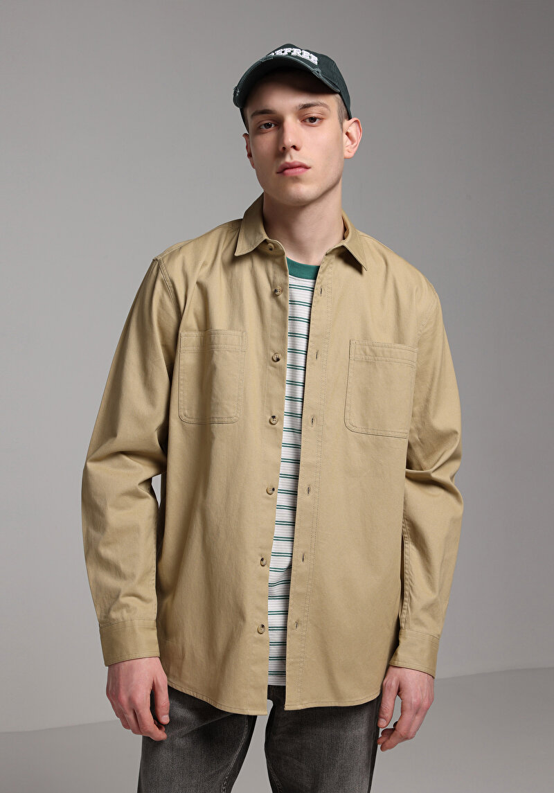 Imagine a Camasa Cu Maneca Lunga De Barbati Maro Relaxed Fit Cl1078065