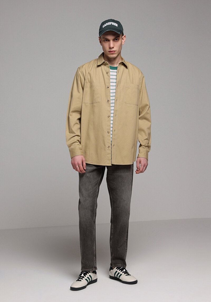 Imagine a Camasa Cu Maneca Lunga De Barbati Maro Relaxed Fit Cl1078065