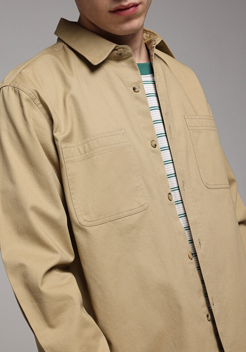 Imagine a Camasa Cu Maneca Lunga De Barbati Maro Relaxed Fit Cl1078065