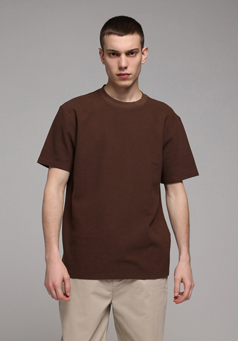 Imagine a Tricou Cu Maneca Scurta De Barbati Maro Comfort Fit  Cl1078494