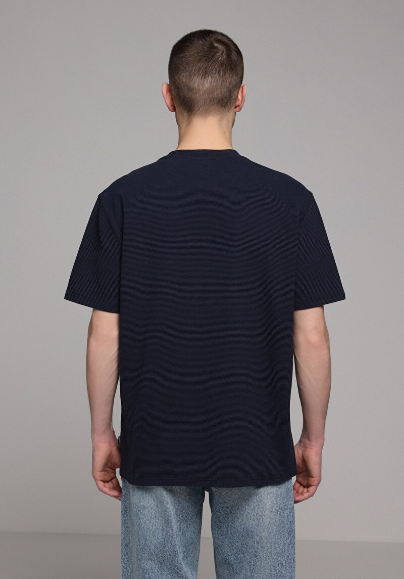 Afișați detalii pentru Tricou Cu Maneca Scurta De Barbati Albastru Marin Comfort Fit  Cl1078494