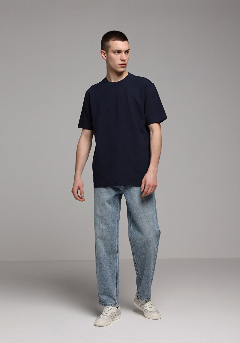 Afișați detalii pentru Tricou Cu Maneca Scurta De Barbati Albastru Marin Comfort Fit  Cl1078494