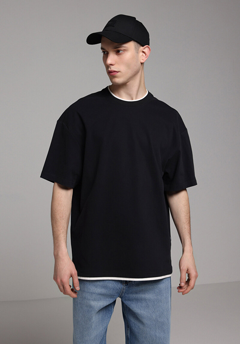 Imagine a Tricou Cu Maneca Scurta De Barbati Negru Oversize Fit  Cl1078804