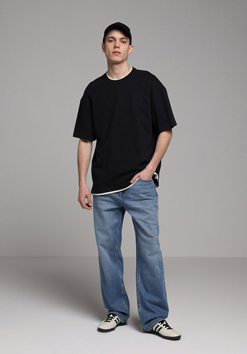 Afișați detalii pentru Tricou Cu Maneca Scurta De Barbati Negru Oversize Fit  Cl1078804