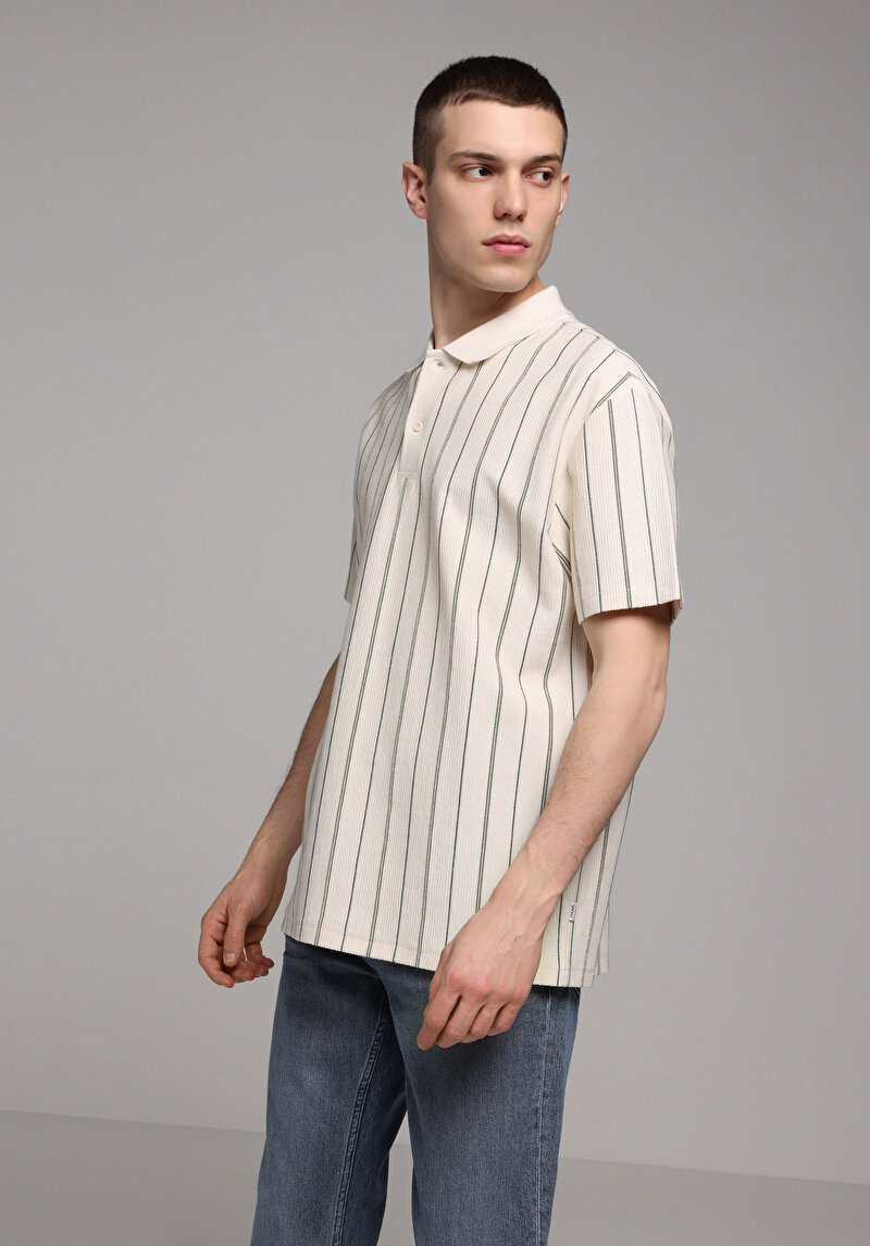 Imagine a Tricou Polo Cu Maneca Scurta De Barbati Ecru Comfort Fit  Cl1079276