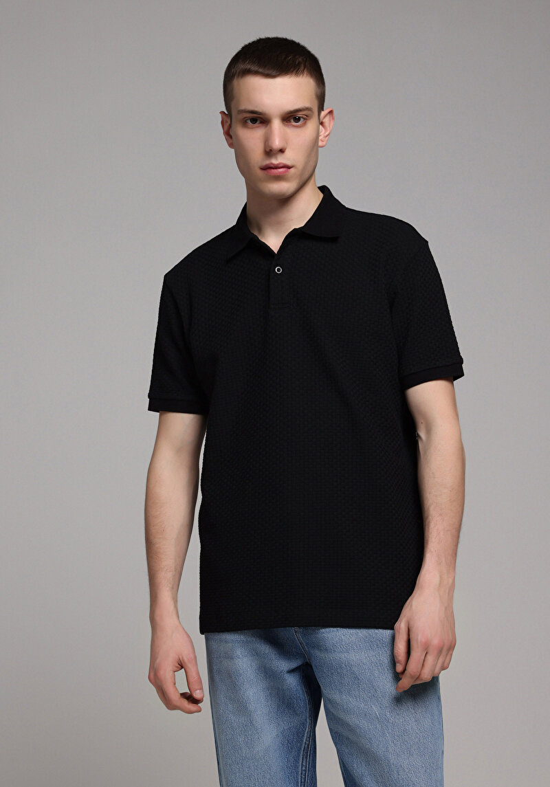 Imagine a Tricou Polo Cu Maneca Scurta De Barbati Negru Regular Fit  Cl1079438