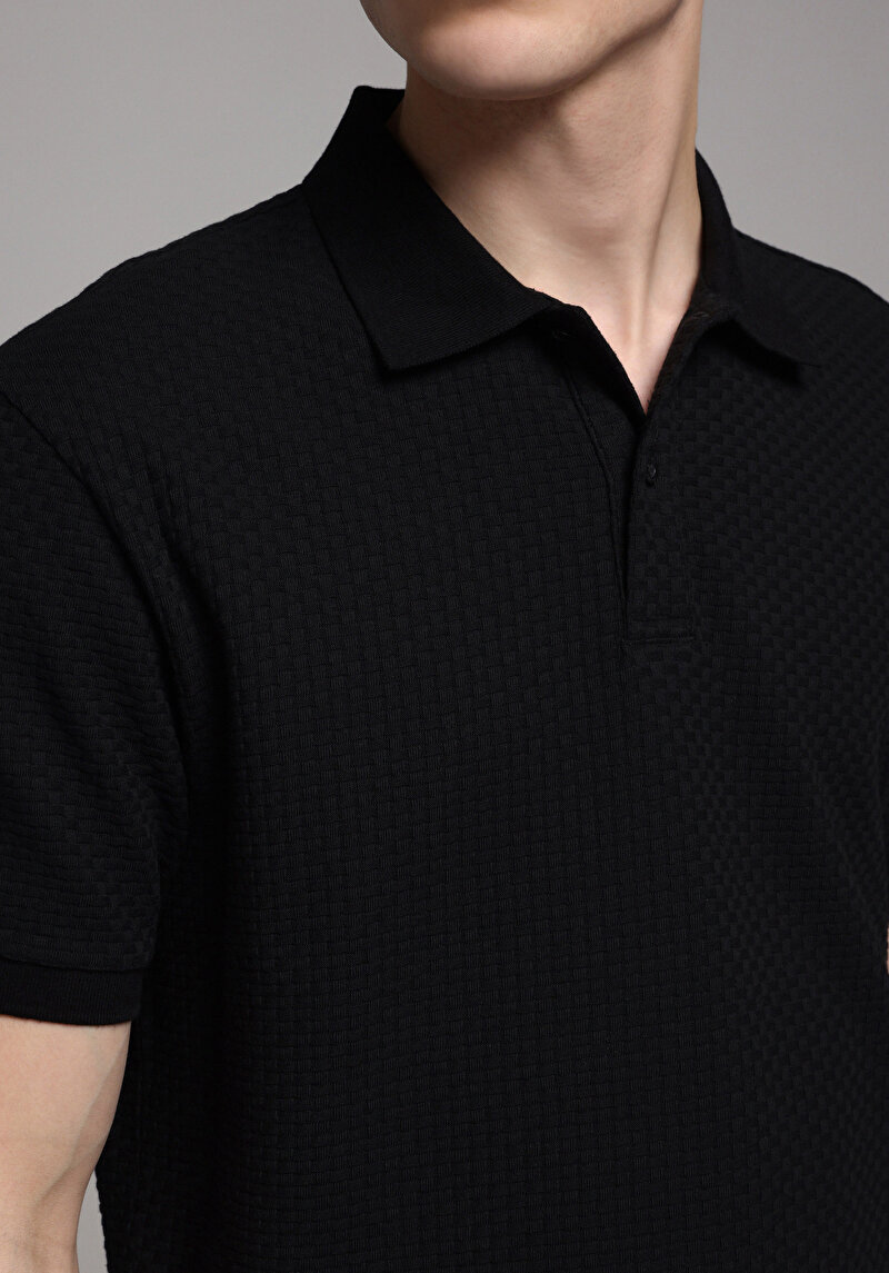 Imagine a Tricou Polo Cu Maneca Scurta De Barbati Negru Regular Fit Cl1079438