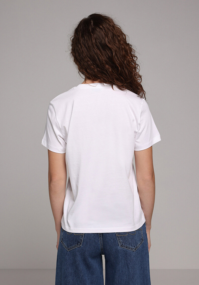 Imagine a Tricou Cu Maneca Scurta De Dama Alb Regular Fit Cl1078896