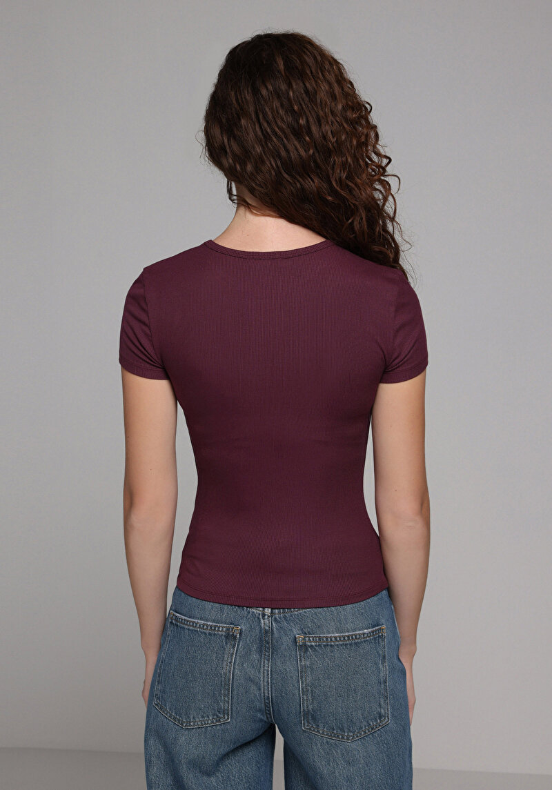 Afișați detalii pentru Tricou Cu Maneca Scurta De Dama Mov Slim Fit  Cl1068560