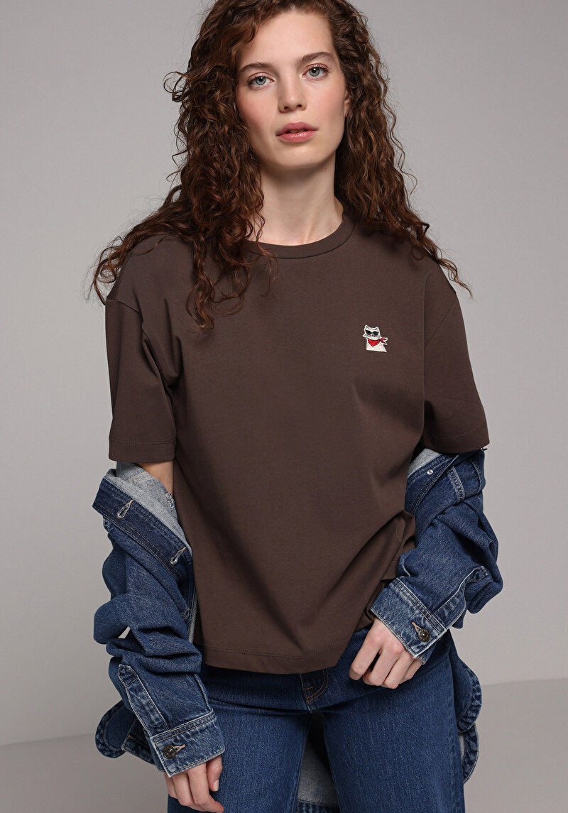 Imagine a Tricou Cu Maneca Scurta De Dama Maro Boyfriend Fit Cl1078323