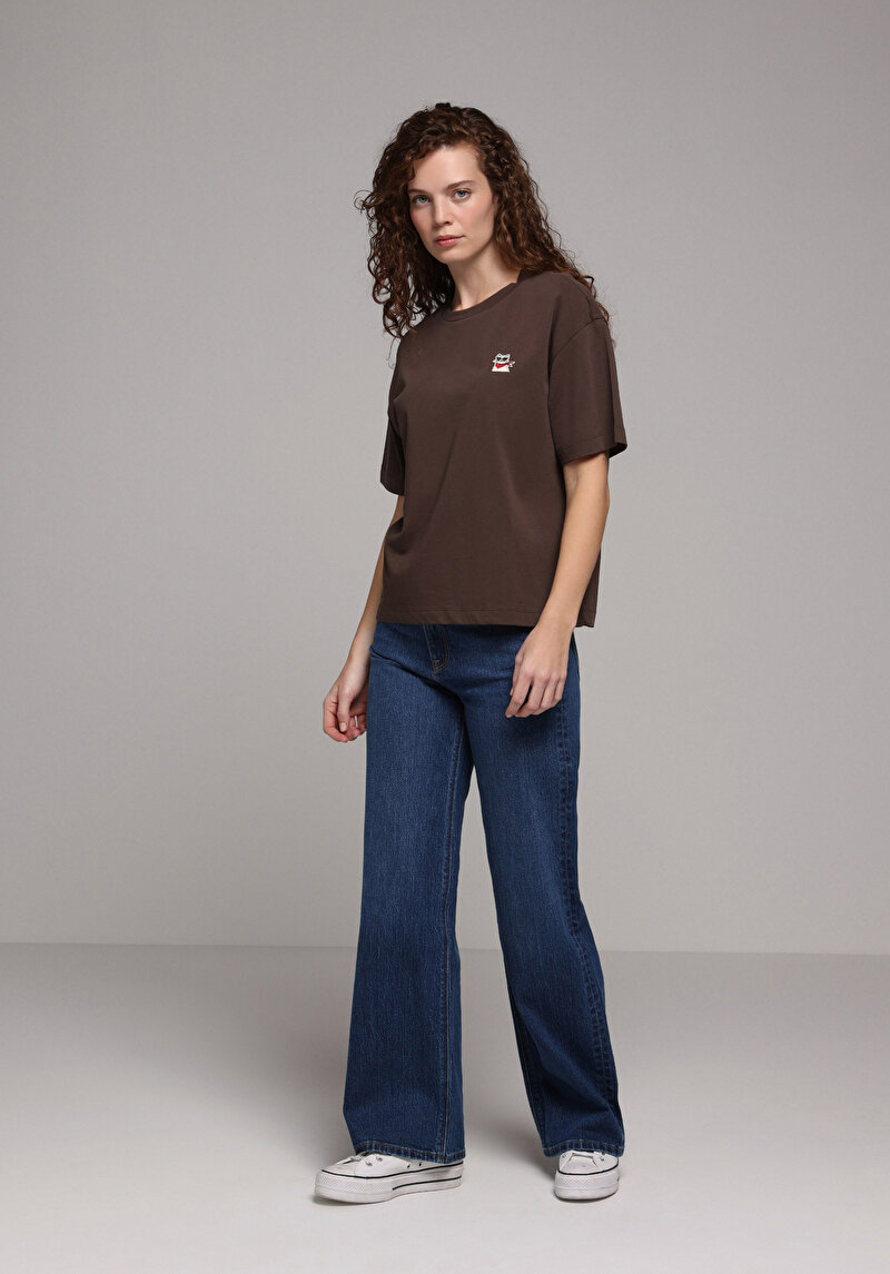 Afișați detalii pentru Tricou Cu Maneca Scurta De Dama Maro Boyfriend Fit  Cl1078323