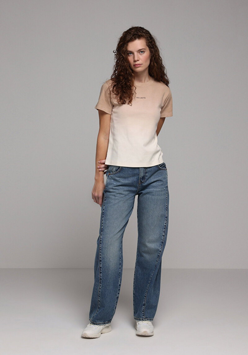 Afișați detalii pentru Tricou Cu Maneca Scurta De Dama Bej Regular Fit  Cl1078648