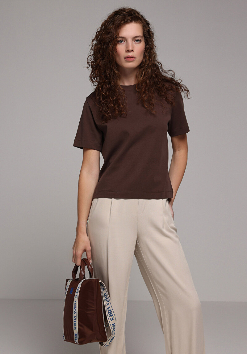 Imagine a Tricou Cu Maneca Scurta De Dama Maro Boxy Fit  Cl1079037