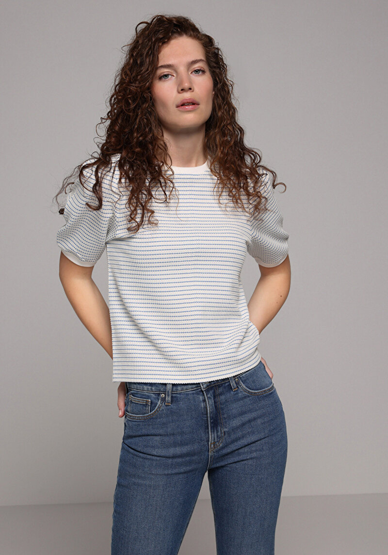 Imagine a Tricou Cu Maneca Scurta De Dama Albastru Slim Fit  Cl1079145