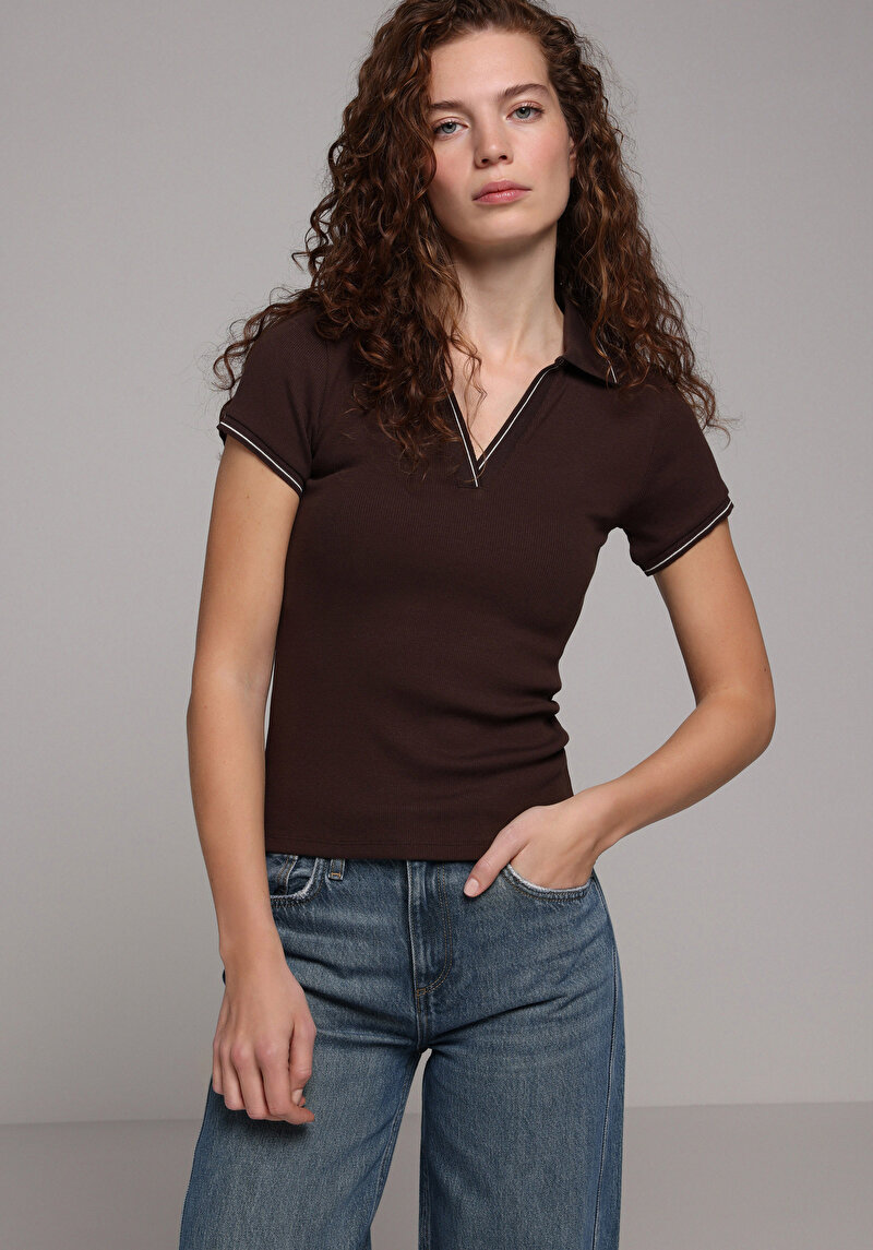 Imagine a Tricou Polo Cu Maneca Scurta De Dama Maro Slim Fit Cl1079330