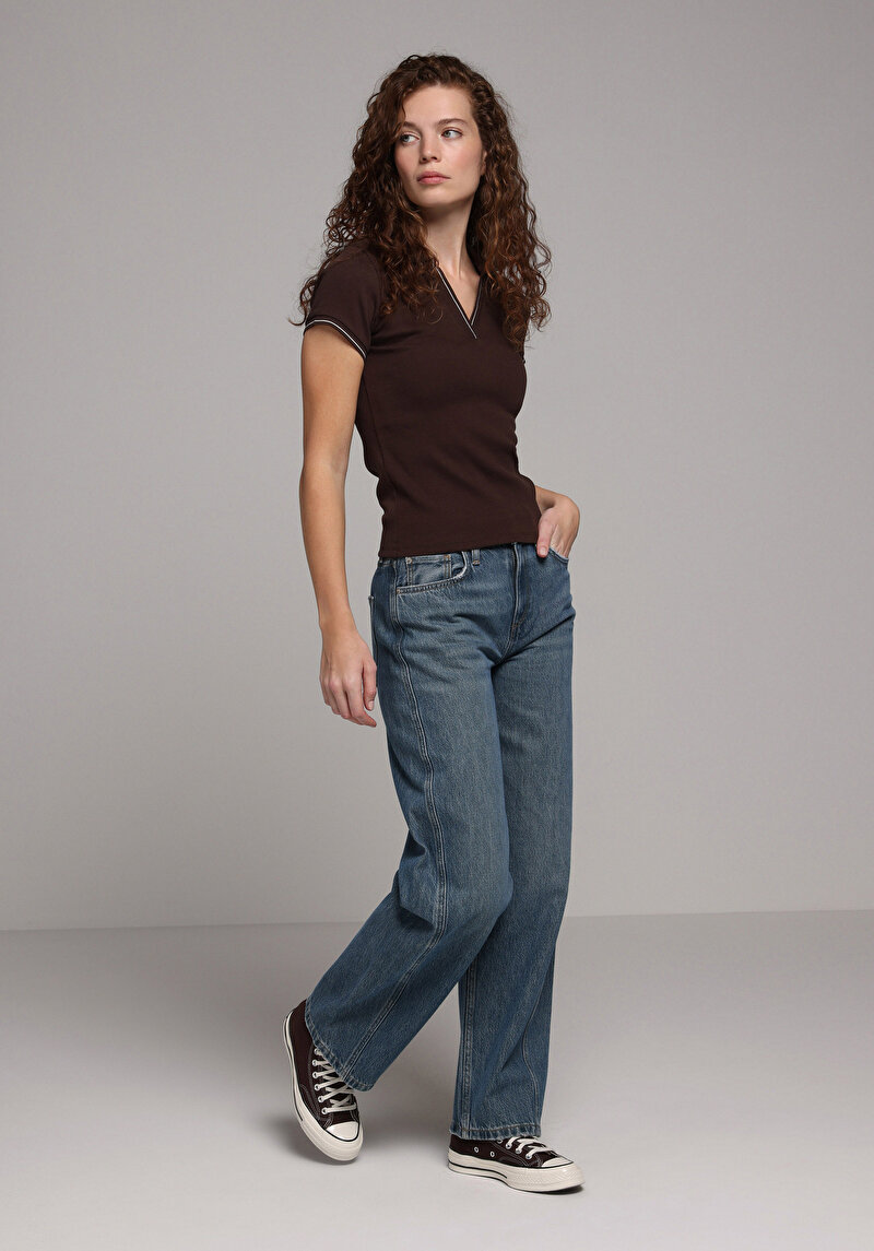 Imagine a Tricou Polo Cu Maneca Scurta De Dama Maro Slim Fit  Cl1079330