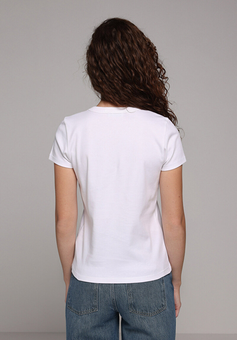 Imagine a Tricou Cu Maneca Scurta De Dama Alb Slim Fit Cl1079347