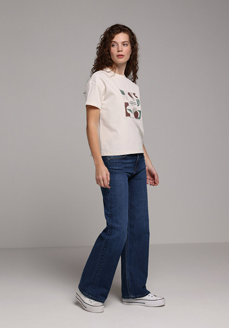 Imagine a Tricou Cu Maneca Scurta De Dama Ecru Regular Fit Cl1079370