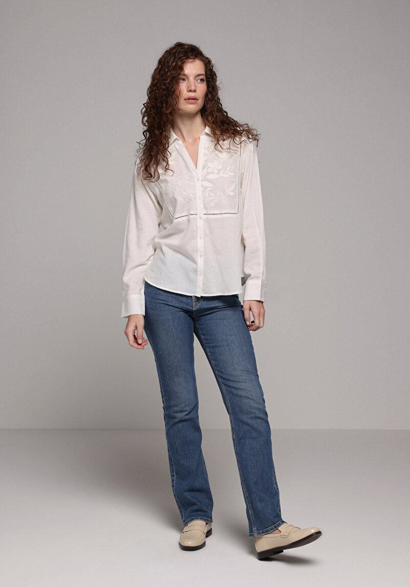 Imagine a Camasa Cu Maneca Lunga De Dama Alb Fashion Fit  Cl1079390