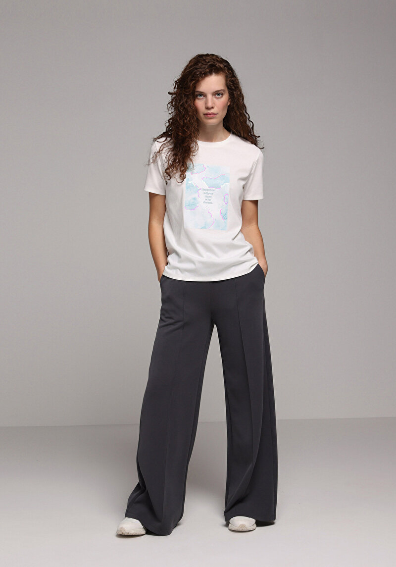 Imagine a Tricou Cu Maneca Scurta De Dama Alb Regular Fit Cl1079752