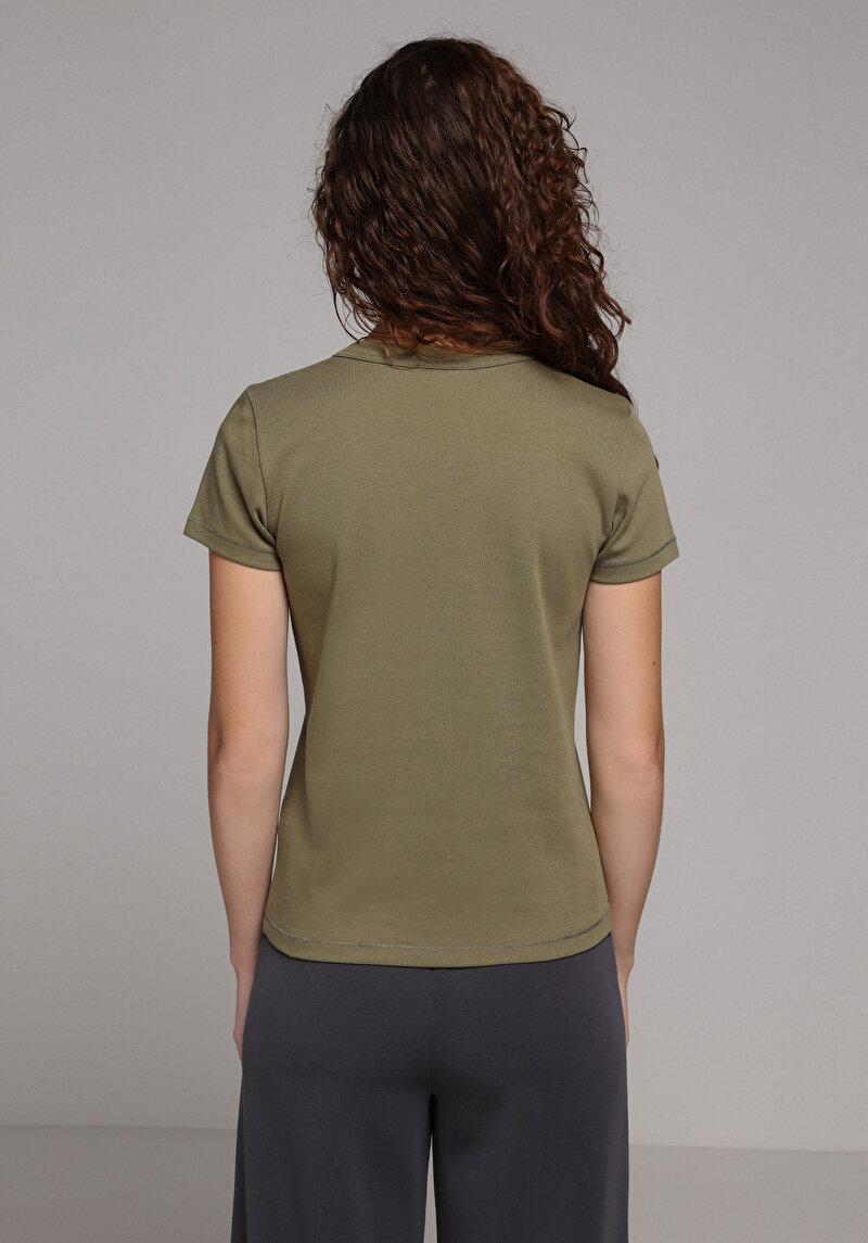 Afișați detalii pentru Tricou Cu Maneca Scurta De Dama Verde Slim Fit  Cl1079772