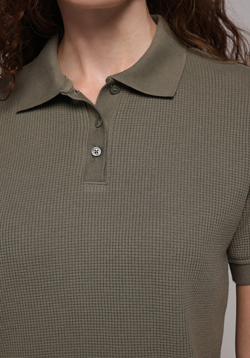 Imagine a Tricou Polo Cu Maneca Scurta De Dama Kaki Regular Fit Cl1080452