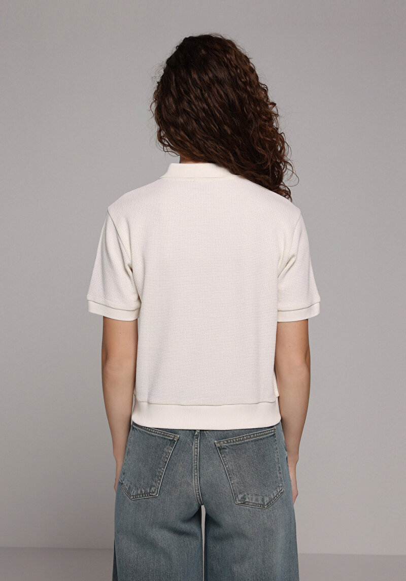 Imagine a Tricou Polo Cu Maneca Scurta De Dama Alb Regular Fit  Cl1080452