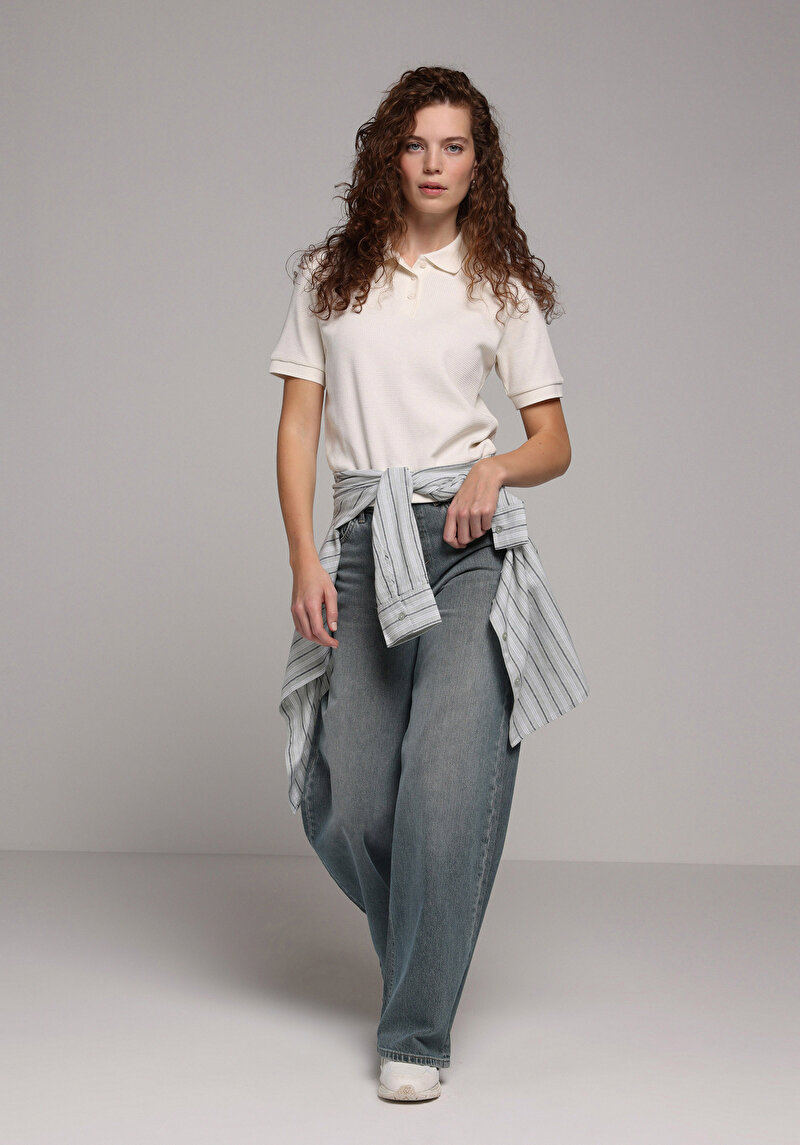 Imagine a Tricou Polo Cu Maneca Scurta De Dama Alb Regular Fit  Cl1080452