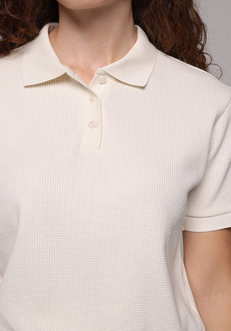 Imagine a Tricou Polo Cu Maneca Scurta De Dama Alb Regular Fit Cl1080452