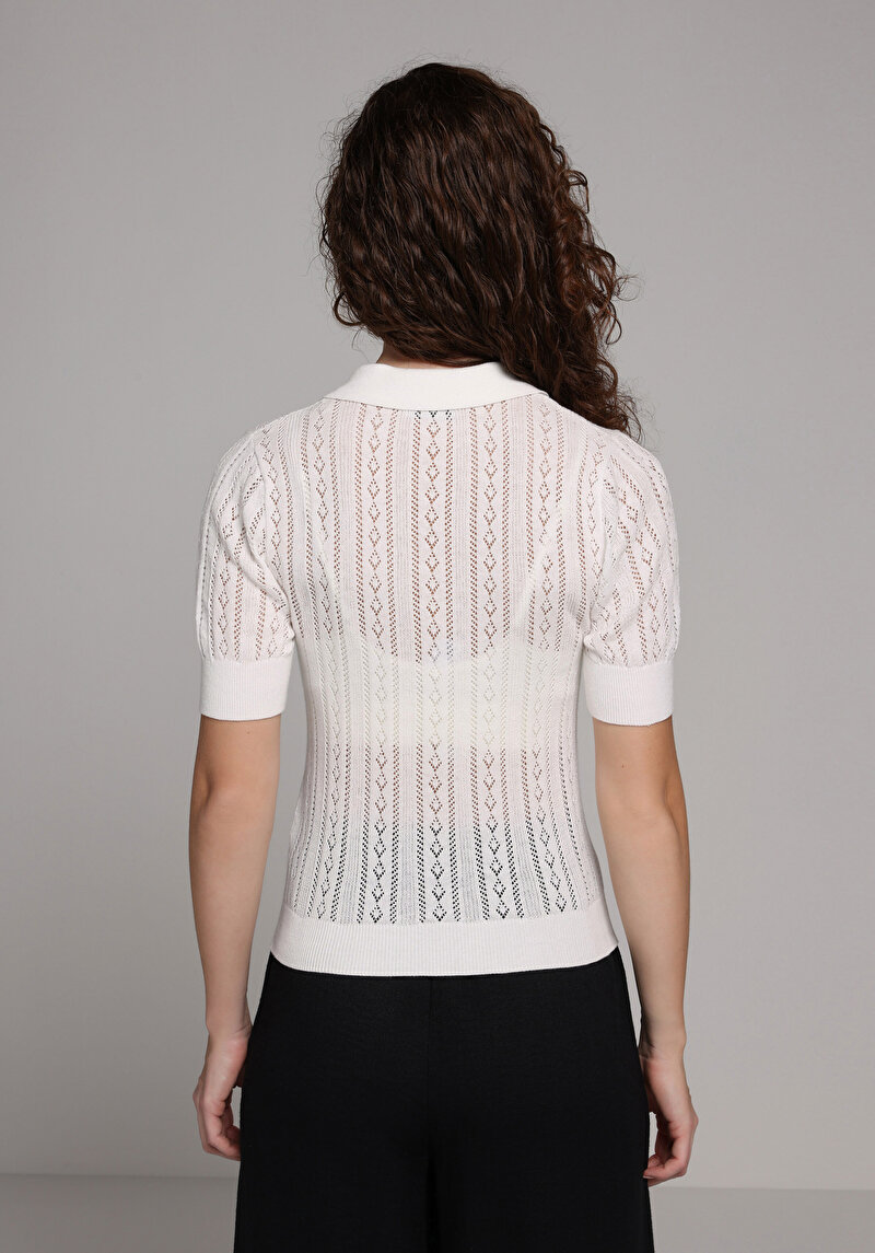 Imagine a Pulover Cu Mâneci Scurte De Dama Ecru Slim Fit  Cl1077499