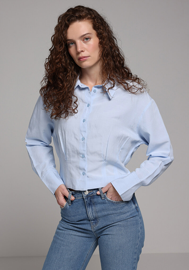 Imagine a Bluza Cu Maneca Lunga De Dama Albastru Fashion Fit  Cl1077707