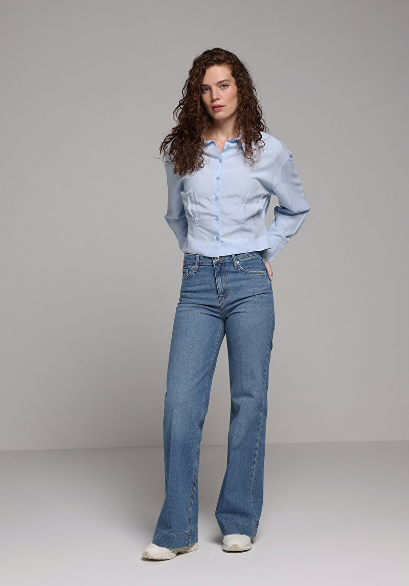 Imagine a Bluza Cu Maneca Lunga De Dama Albastru Fashion Fit Cl1077707