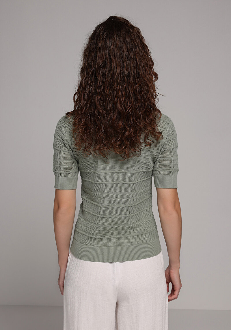 Imagine a Pulover Cu Mâneci Scurte De Dama Verde Slim Fit  Cl1078266