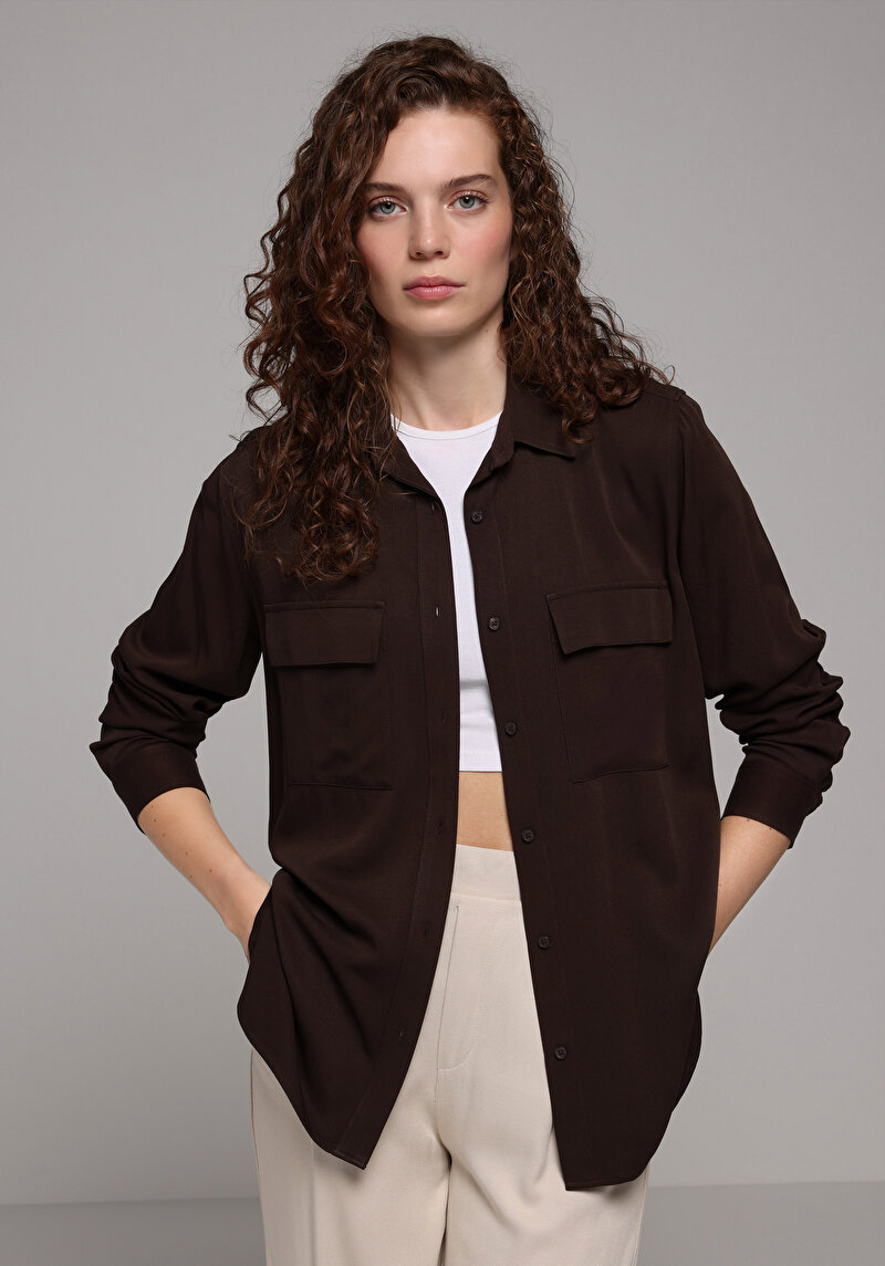 Imagine a Camasa Cu Maneca Lunga De Dama Maro Regular Fit Cl1078737