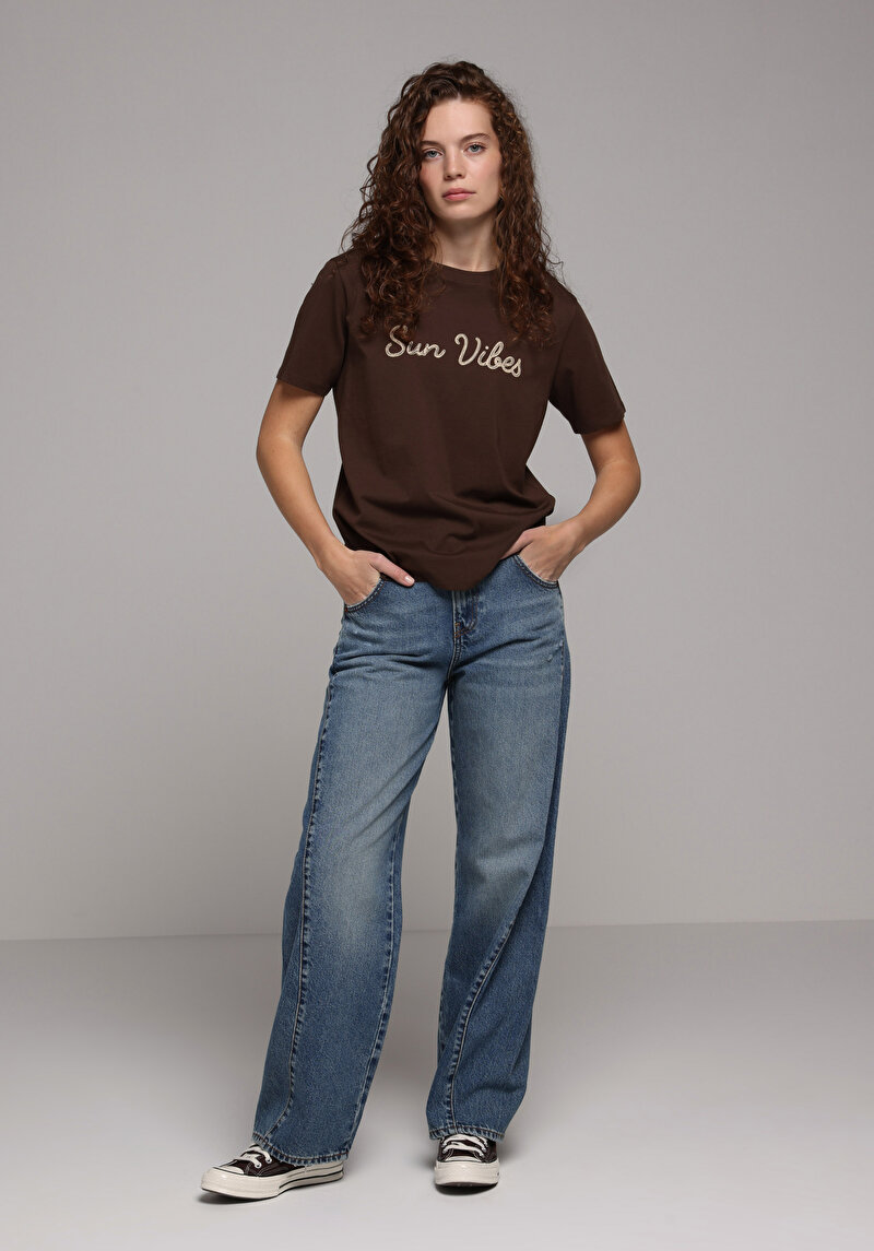 Imagine a Tricou Cu Maneca Scurta De Dama Maro Regular Fit Cl1078771