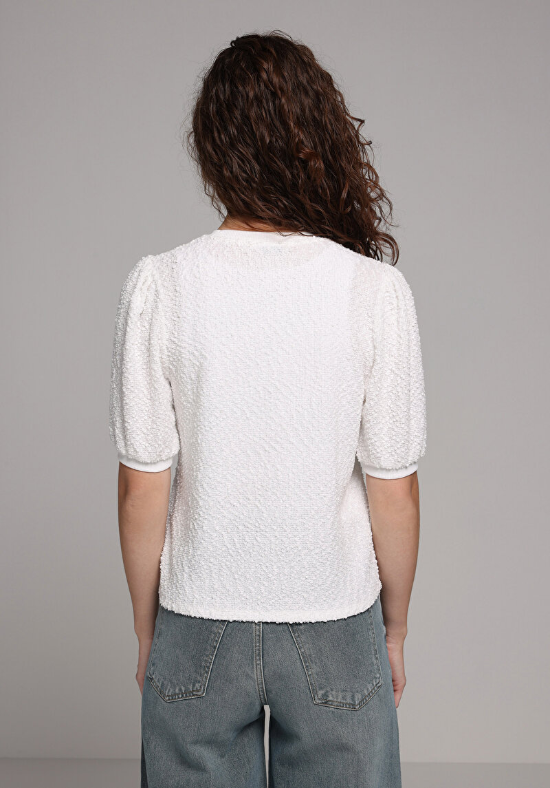 Imagine a Pulover Cu Mâneci Scurte De Dama Alb Regular Fit Cl1079155