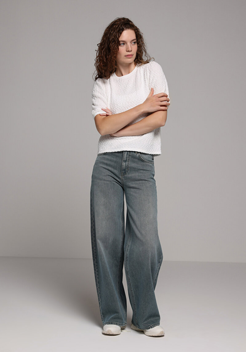 Afișați detalii pentru Pulover Cu Mâneci Scurte De Dama Alb Regular Fit  Cl1079155