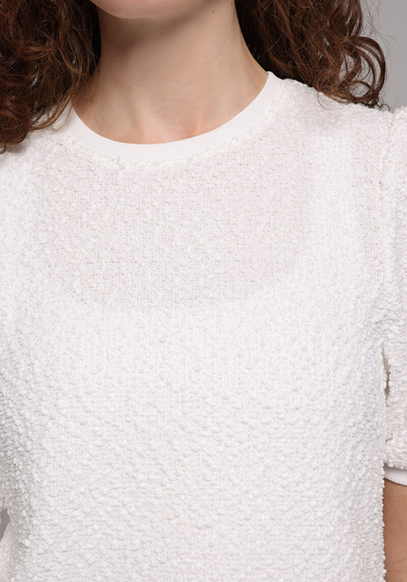 Afișați detalii pentru Pulover Cu Mâneci Scurte De Dama Alb Regular Fit  Cl1079155