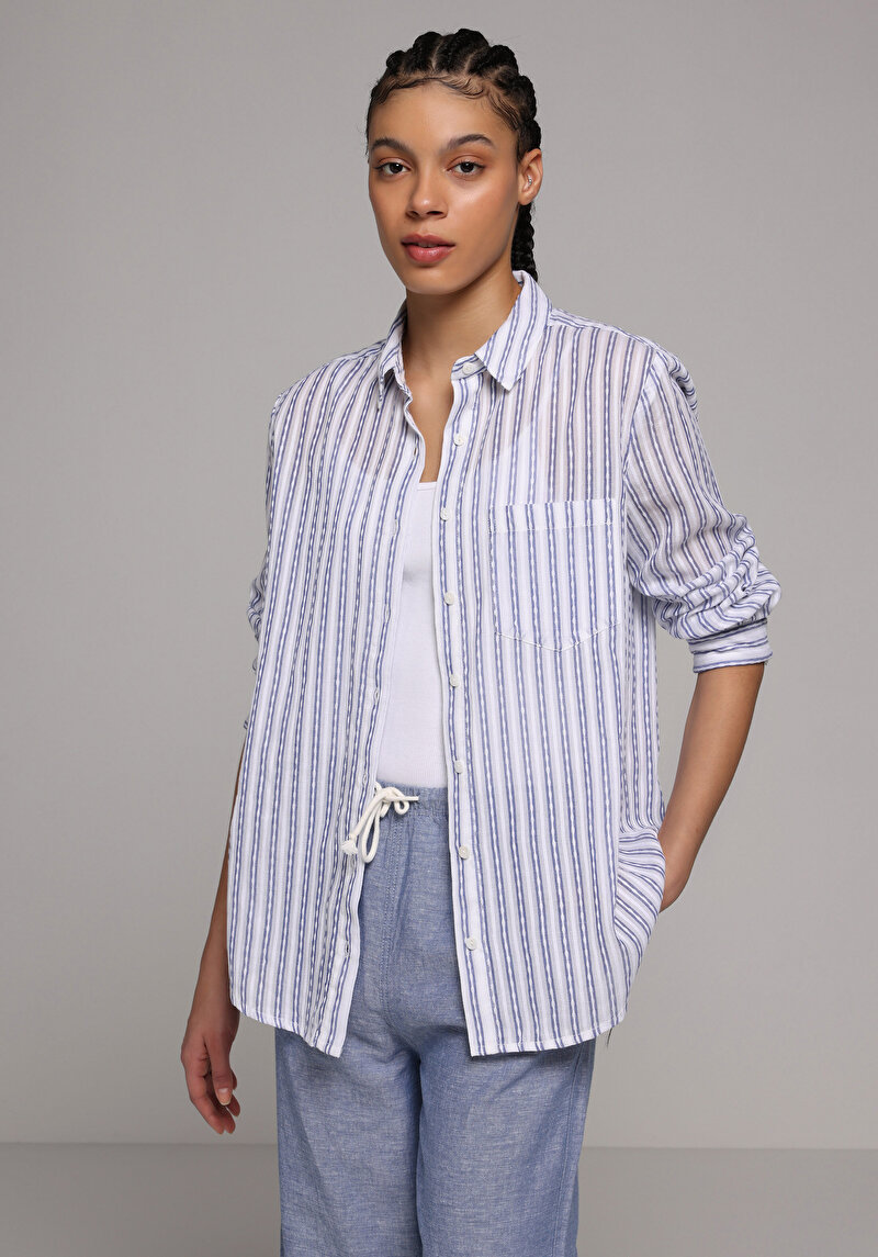 Imagine a Camasa Cu Maneca Lunga De Dama Albastru Regular Fit  Cl1079378