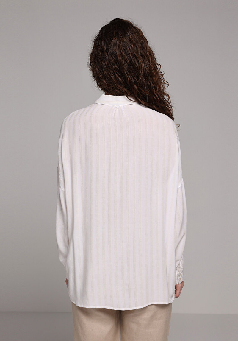 Imagine a Camasa Cu Maneca Lunga De Dama Ecru Fashion Fit  Cl1079388