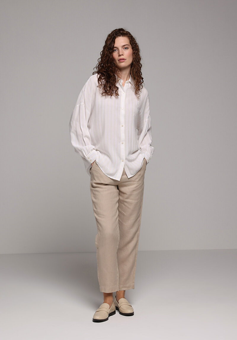 Imagine a Camasa Cu Maneca Lunga De Dama Ecru Fashion Fit  Cl1079388