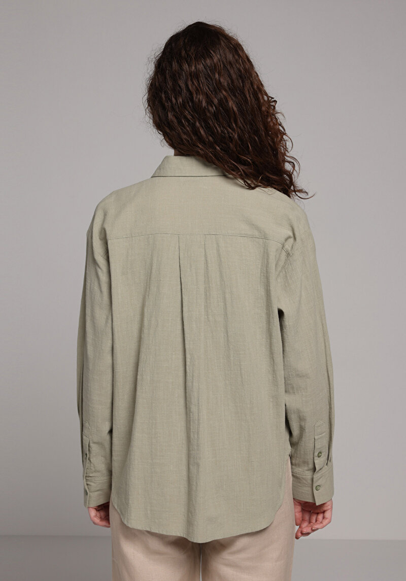 Afișați detalii pentru Camasa Cu Maneca Lunga De Dama Verde Boyfriend Fit  Cl1079434