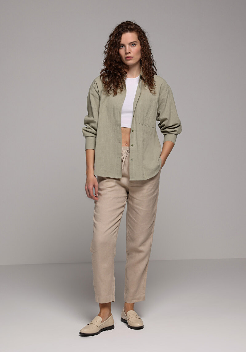 Afișați detalii pentru Camasa Cu Maneca Lunga De Dama Verde Boyfriend Fit  Cl1079434