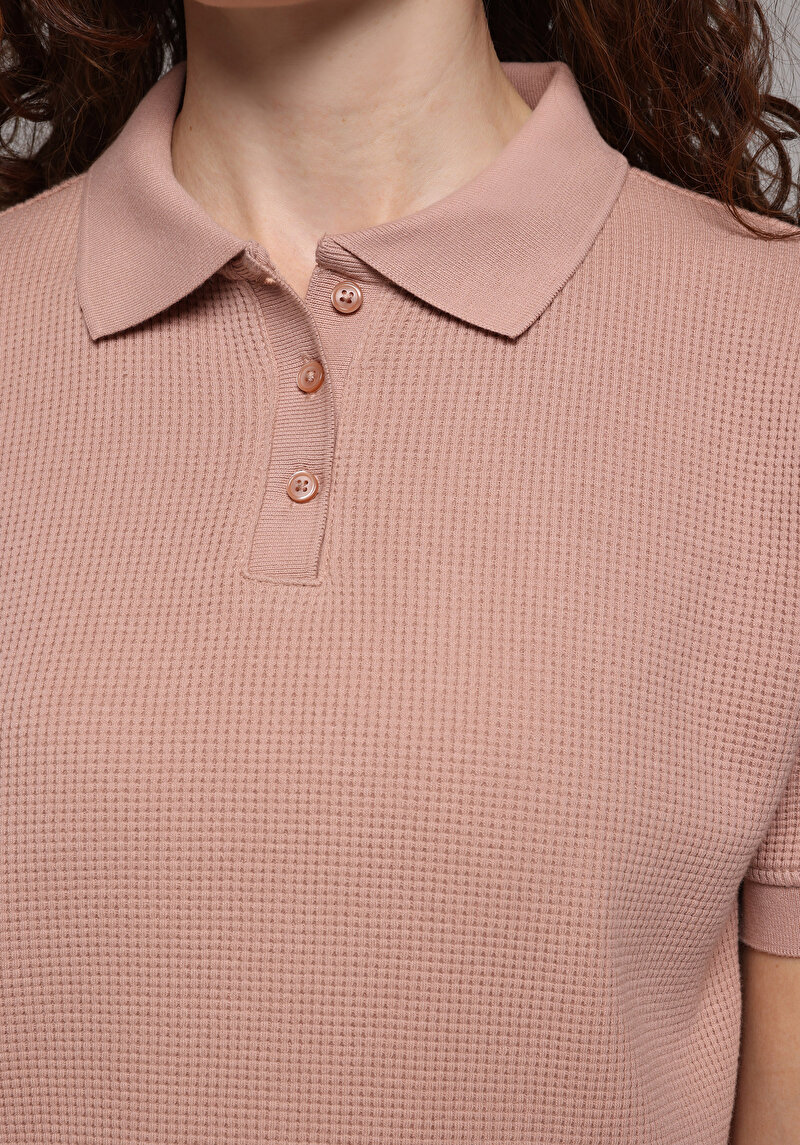 Imagine a Tricou Polo Cu Maneca Scurta De Dama Roz Regular Fit  Cl1080452