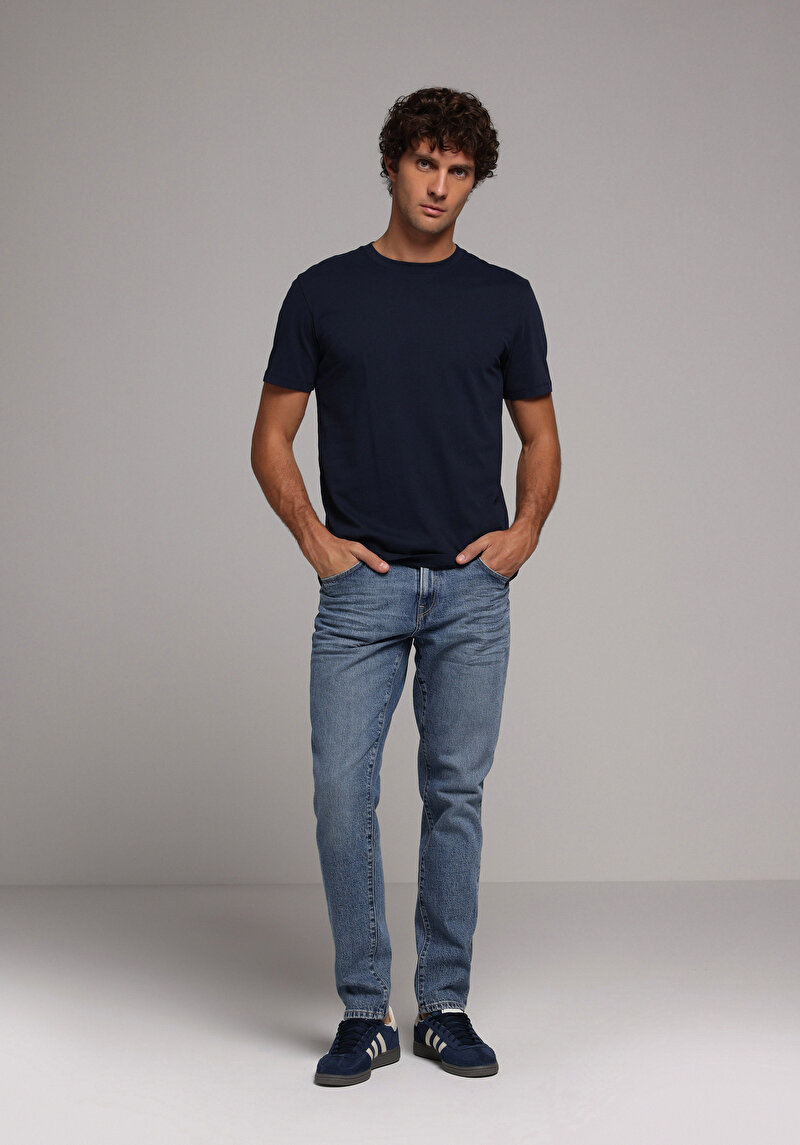 Afișați detalii pentru Tricou Cu Maneca Scurta De Barbati Albastru Marin Regular Fit  Cl1073961