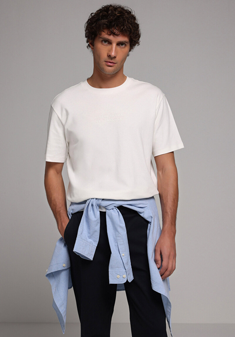 Imagine a Tricou Cu Maneca Scurta De Barbati Alb Comfort Fit  Cl1079721